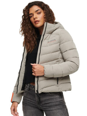 Vitzileosstores SUPERDRY HOODED MICROFIBRE PADDED JACKET W5011594A 9UL GREY